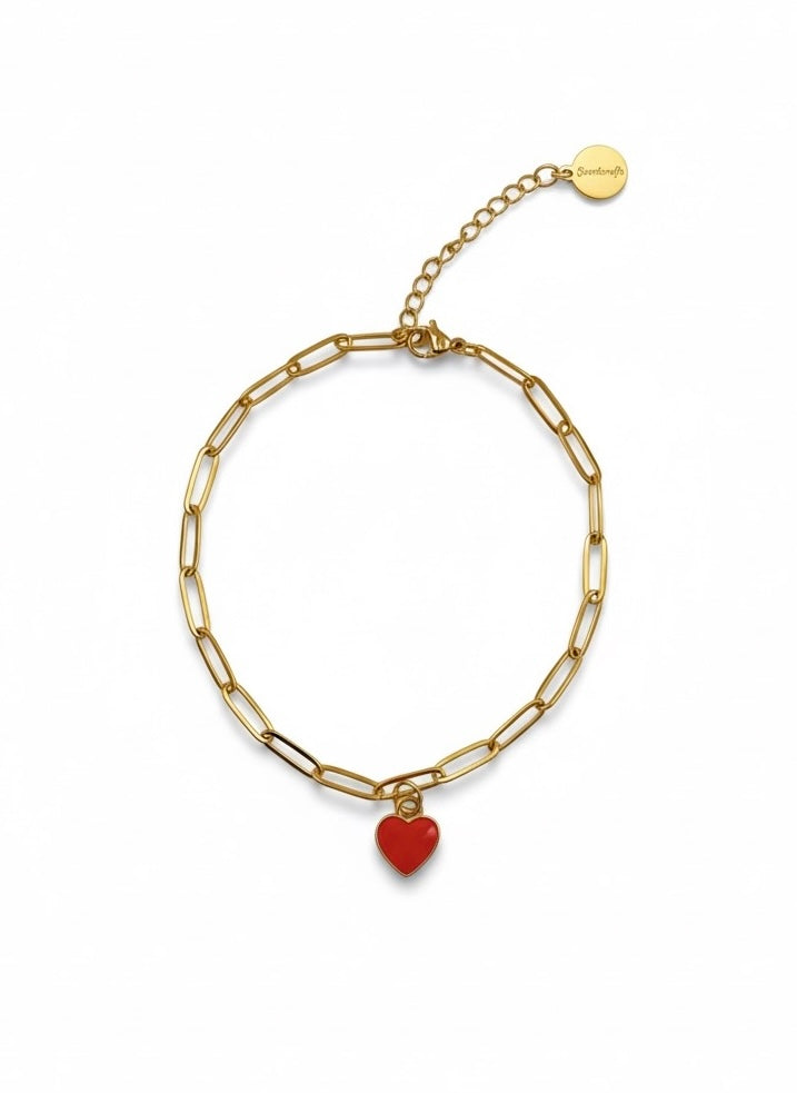 red heart charm - bracelet image 0